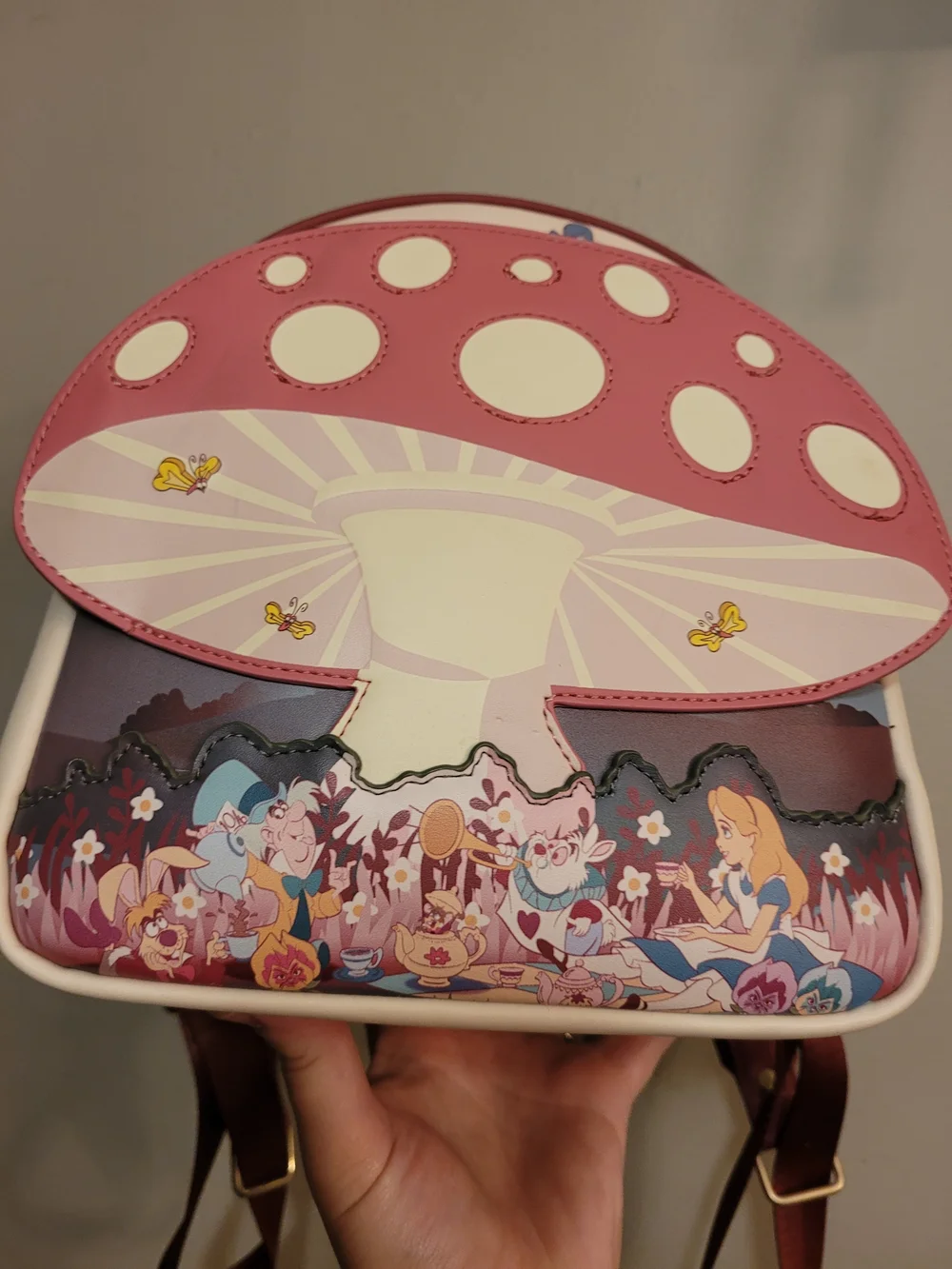 Whimsical Mushroom Alice in Wonderland Mini Backpack Loungefly RARE HTF